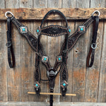 Dark Oil Copper and Antique Silver Browband | One Ear Tack Set #BBBC514