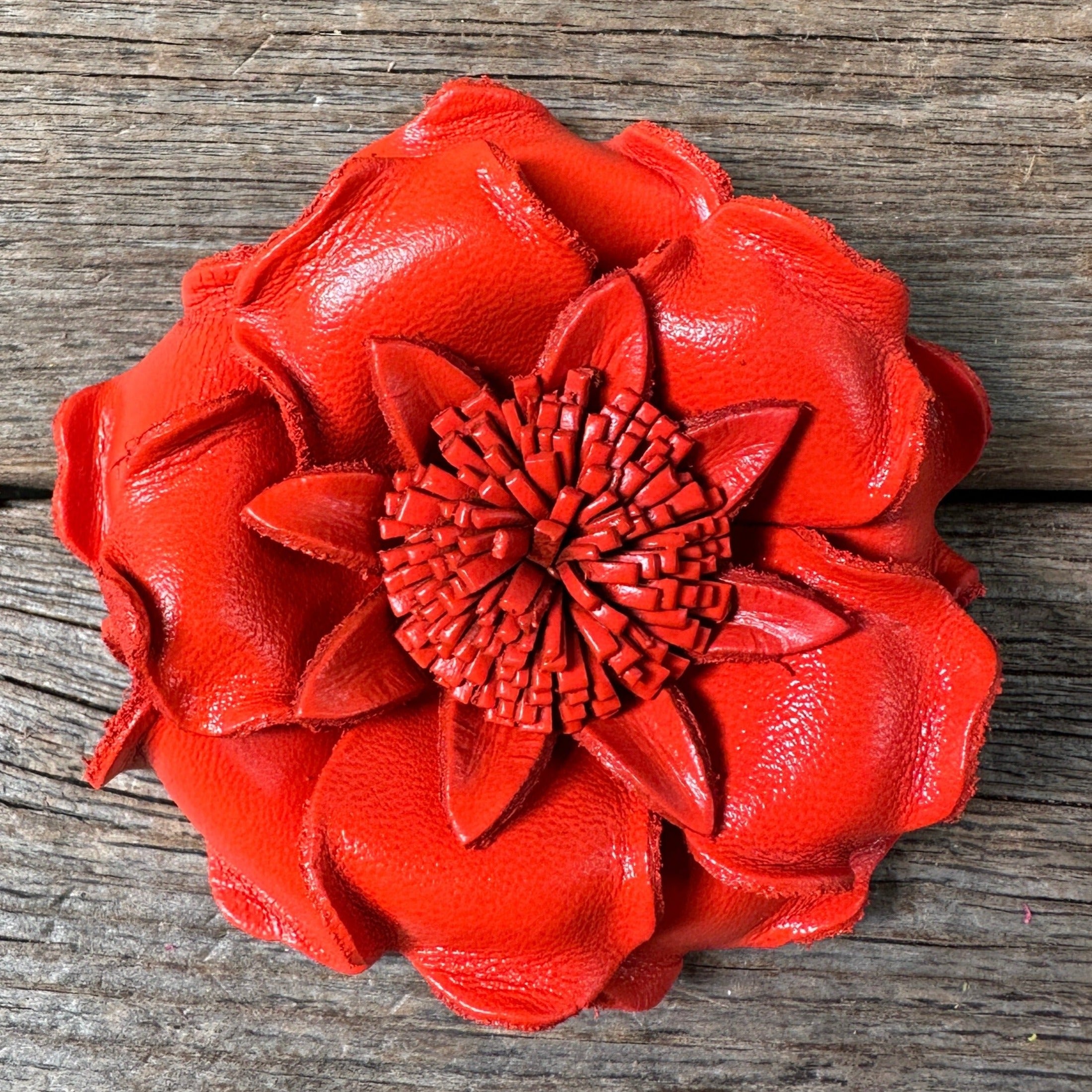 Neon Orange Gardenia Leather Flower