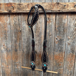 Dark Oil Copper and Antique Silver Browband | One Ear Tack Set #BBBC514