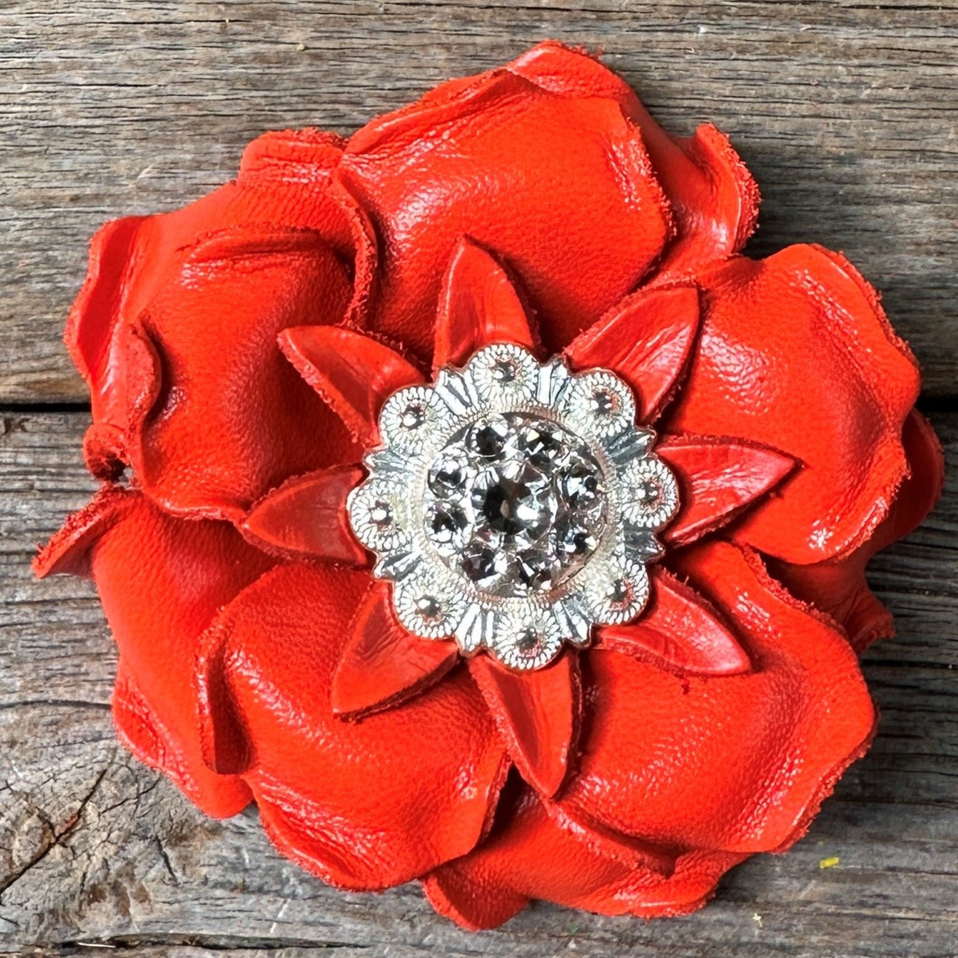 Neon Orange Gardenia Flower With Bright Silver Clear 1
