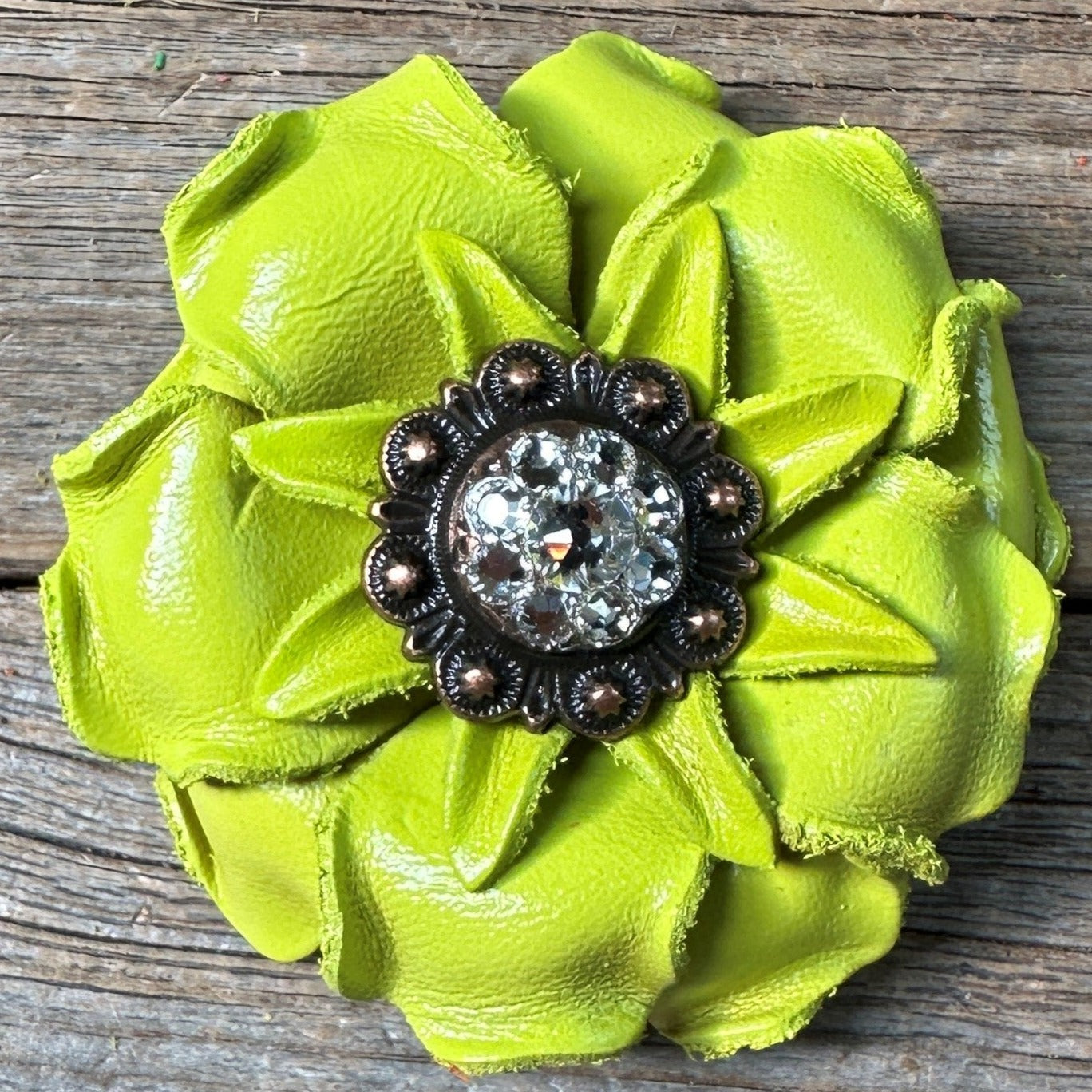 Neon Lime Gardenia Flower With Copper Clear 1