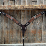 Two Tone Honeycomb Antique Silver and Copper Western Browband | One Ear Tack Set #BBBC513