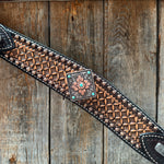 Two Tone Honeycomb Antique Silver and Copper Western Browband | One Ear Tack Set #BBBC513