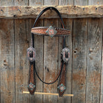 Two Tone Honeycomb Antique Silver and Copper Western Browband | One Ear Tack Set #BBBC513