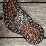 Two Tone Honeycomb Spur Straps | Antique Silver and Copper Conchos #SS143