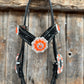 Black Floral Neon Orange Browband / Breastcollar Tack Set  #BBBC572