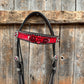 Dark Oil Silver Dot Red Roses Browband/Breastcollar Tack Set #BBBC570
