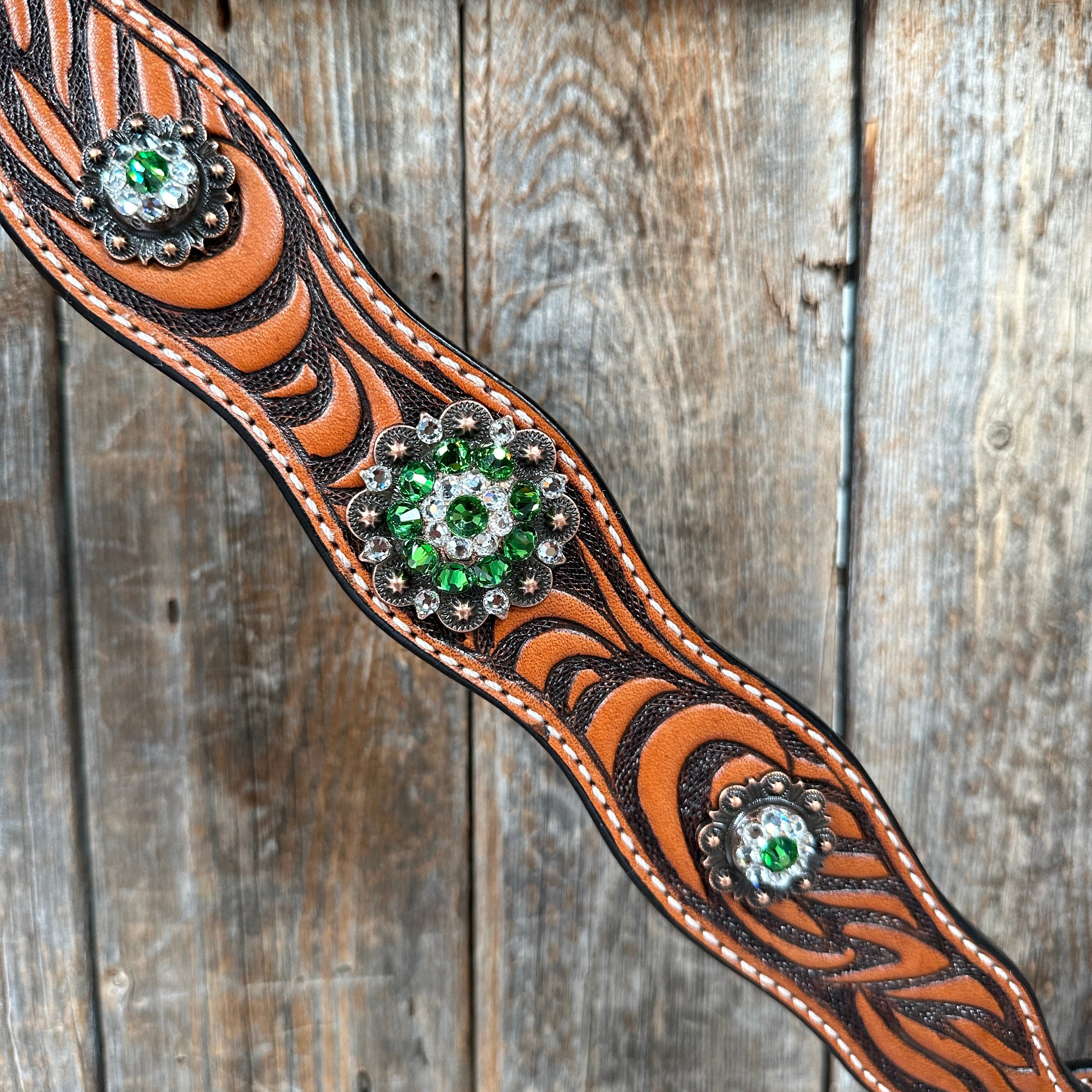 Zebra Green and Clear Browband / Breastcollar Tack Set #BBBC574