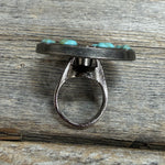 Checkered with Turquoise Western Concho Ring