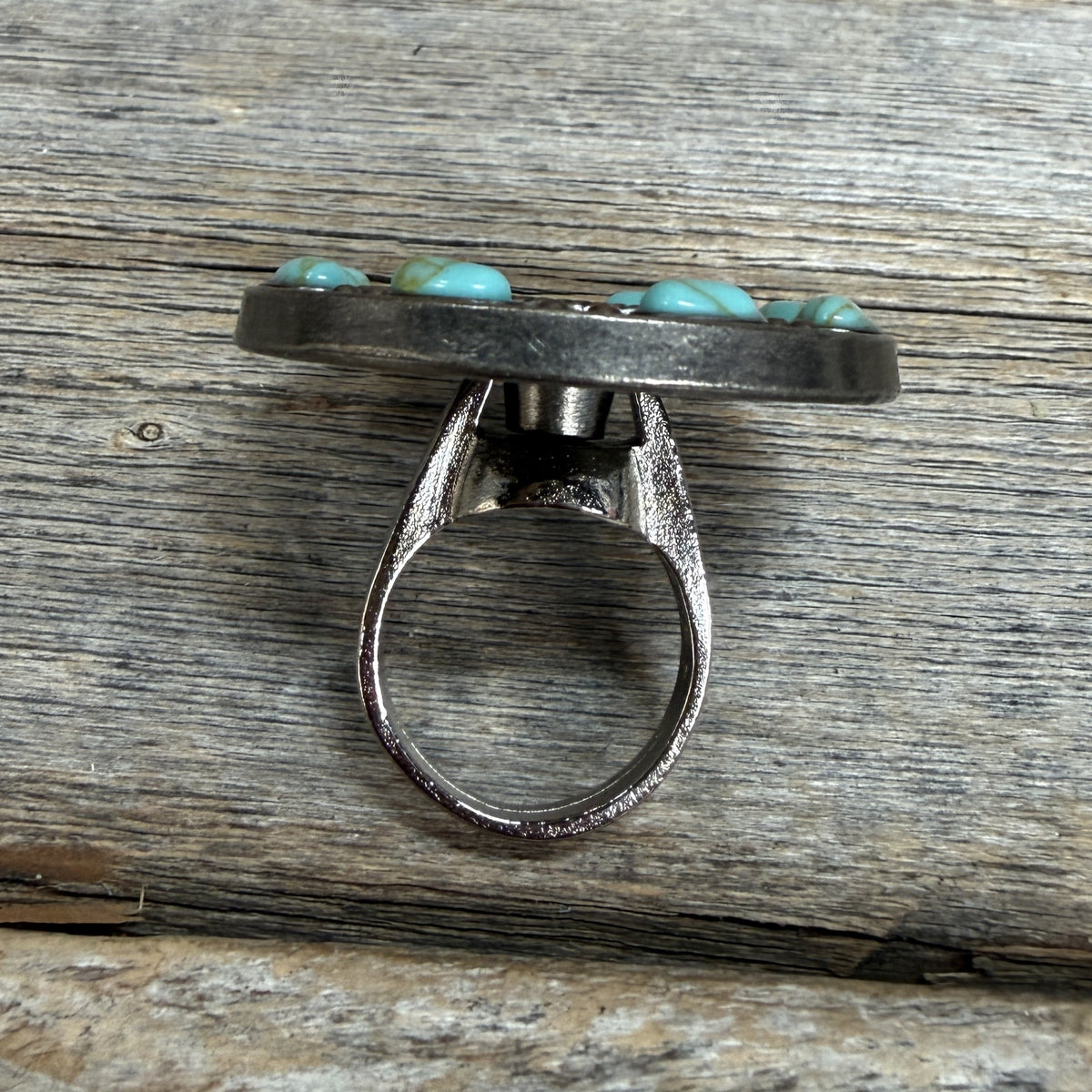 Checkered with Turquoise Western Concho Ring