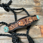 Black Mule Tape Halter -Turquoise & Clear #MT225