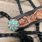 Black Mule Tape Halter -Turquoise & Clear #MT225