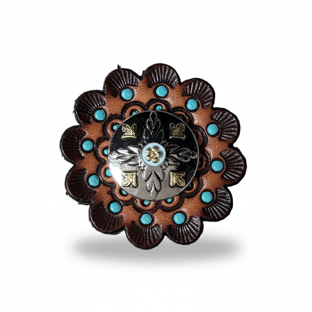Antique Silver and Gold Feather Concho #W250