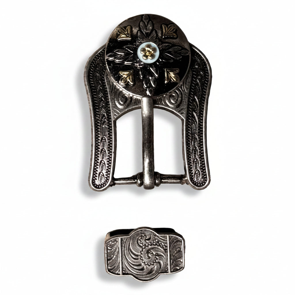 Antique Silver and Gold Feather Concho #W250