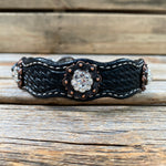 Genuine Leather Dog Collar With Copper Clear Conchos 10" to 22" -DC8