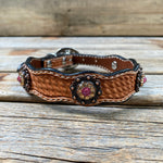 Genuine Leather  Dog Collar or Leash With Copper Pink and Champagne Conchos 10" to 22" orDC36