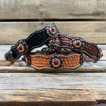 Genuine Leather Dog Collar or Leash With Copper Ruby and Champagne Conchos 10" to 22" orDC38