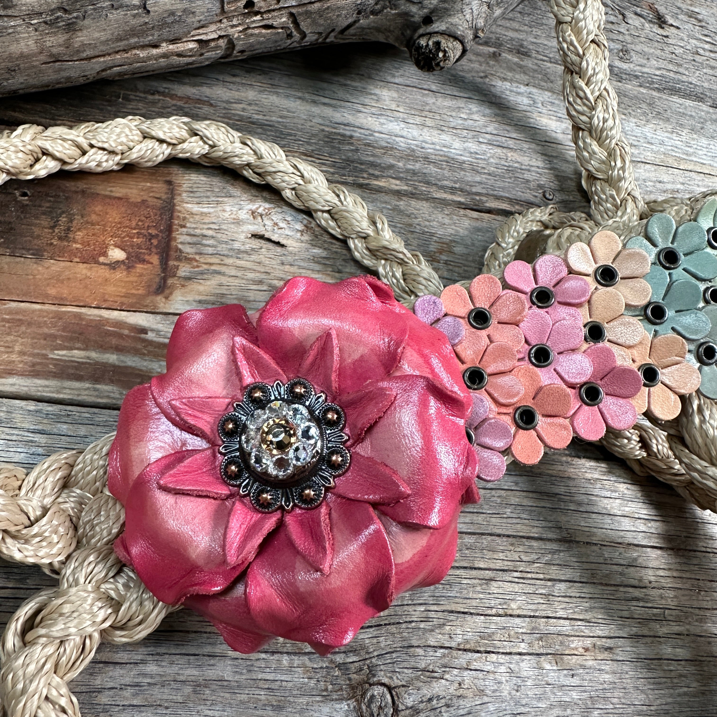 Tan Mule Tape Halter - Multi Floral and Clear #MT227