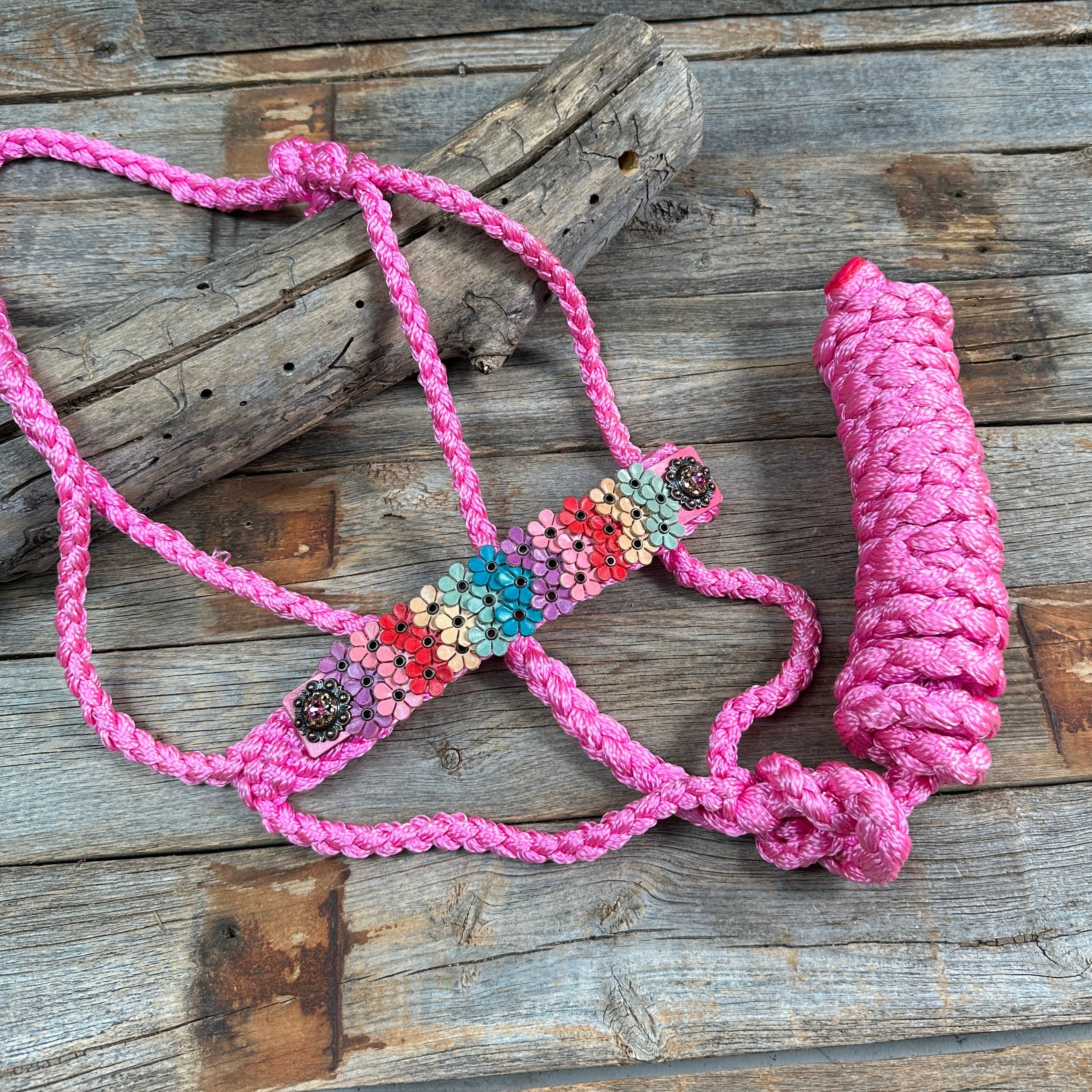 Pink Mule Tape Halter - Multi Floral and Pink #MT228