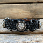 Genuine Leather Dog Collar or Leash With Antique Silver Clear Conchos 10" to 22" orDC44