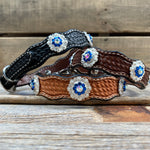 Genuine Leather Dog Collar or Leash With Bright Silver Capri and AB Conchos 10" to 22" orDC48