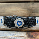 Genuine Leather Dog Collar or Leash With Bright Silver Capri and AB Conchos 10" to 22" orDC48