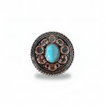 Antique Silver Copper Accent Turquoise Concho #W244