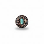 Antique Silver Copper Accent Turquoise Concho #W244