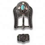 Antique Silver Copper Accent Turquoise Concho #W244