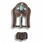 Antique Silver Copper Accent Turquoise Concho #W244