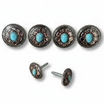Antique Silver Copper Accent Turquoise Concho #W244