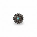 Antique Silver Flower with Copper Dots and Turquoise Concho #W249