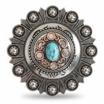 Antique Silver Copper Accent Turquoise Concho #W244