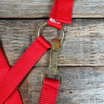 Red Nylon Halter with Cowhide Leather Noseband #NH117