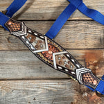 Blue Nylon Halter with Cowhide Leather Noseband #NH119