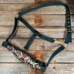 Hunter Green Nylon Halter with Cowhide Leather Noseband #NH121