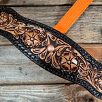 Orange Nylon Halter with Floral Leather Noseband #NH122