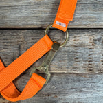 Orange Nylon Halter with Floral Leather Noseband #NH122