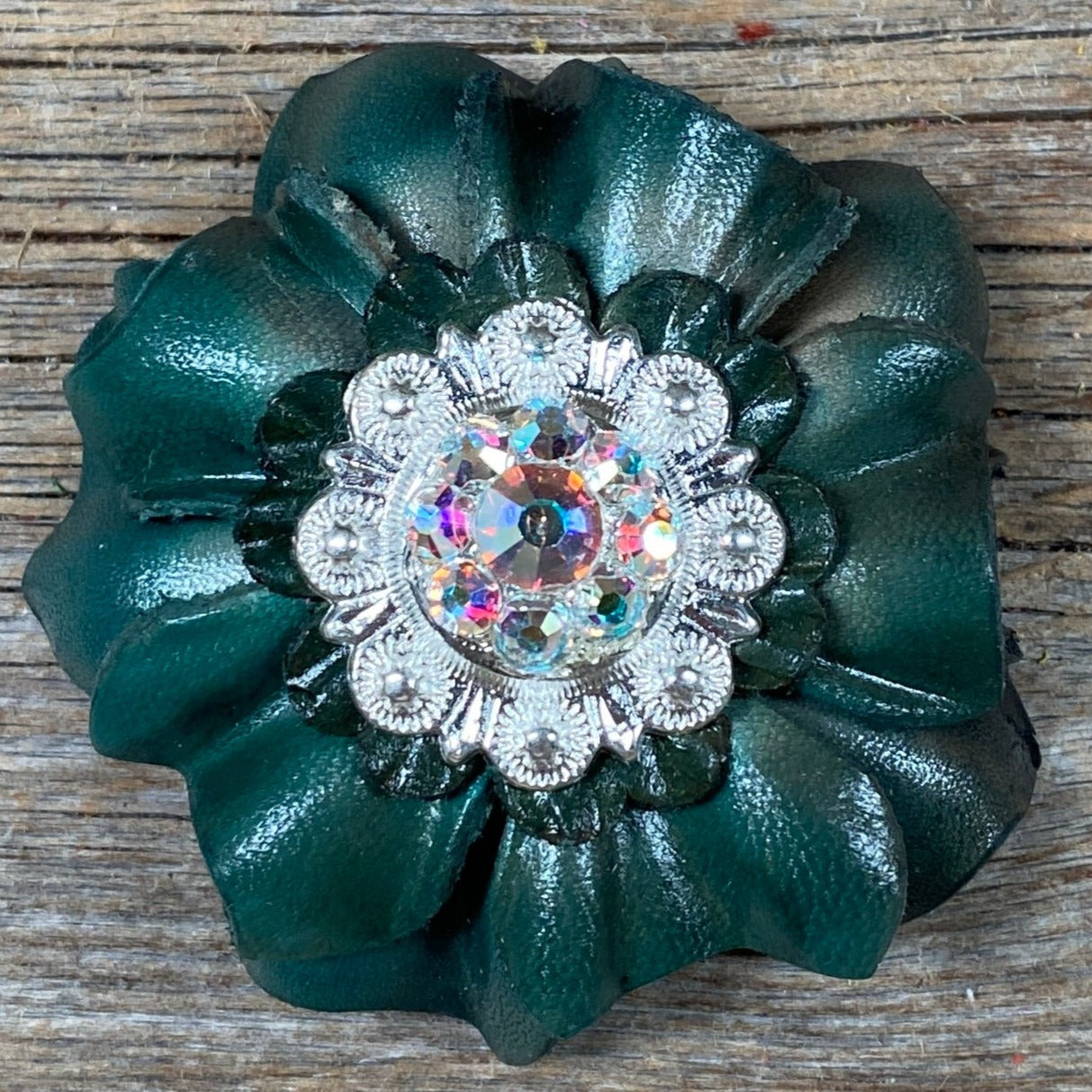 Green Carnation Flower With Bright Silver AB 1