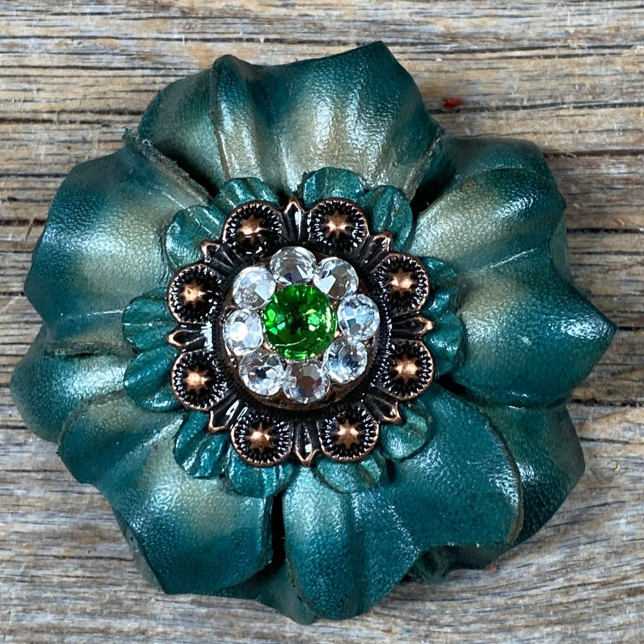 Green Carnation Flower With Copper Fern, Clear 1