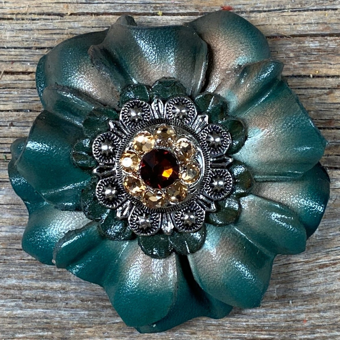 Green Carnations Leather Flowers - 1