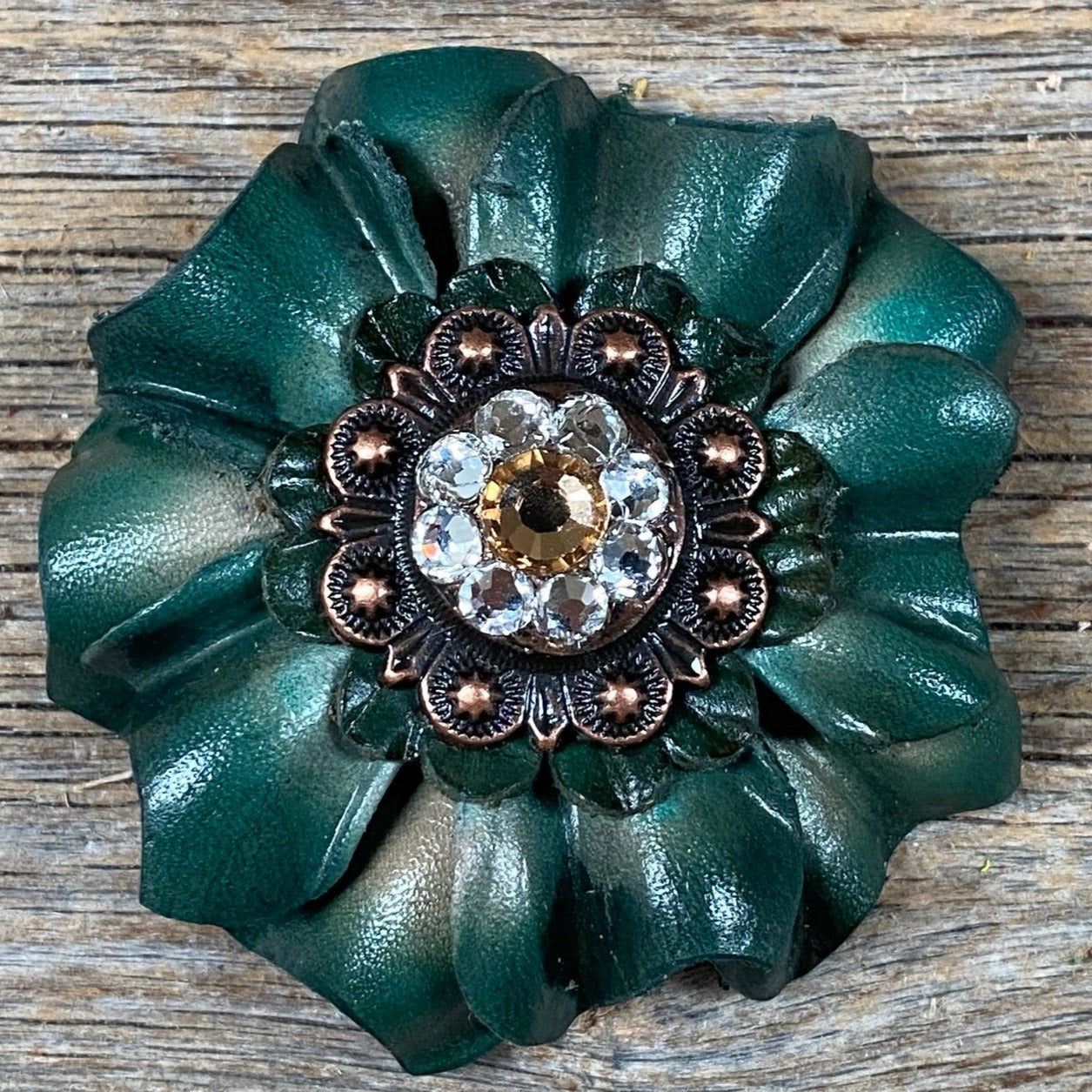 Green Carnation Flower With Copper Champagne, Clear 1