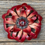 Red Lotus Leather Flowers - 1" Crystal Conchos - Options