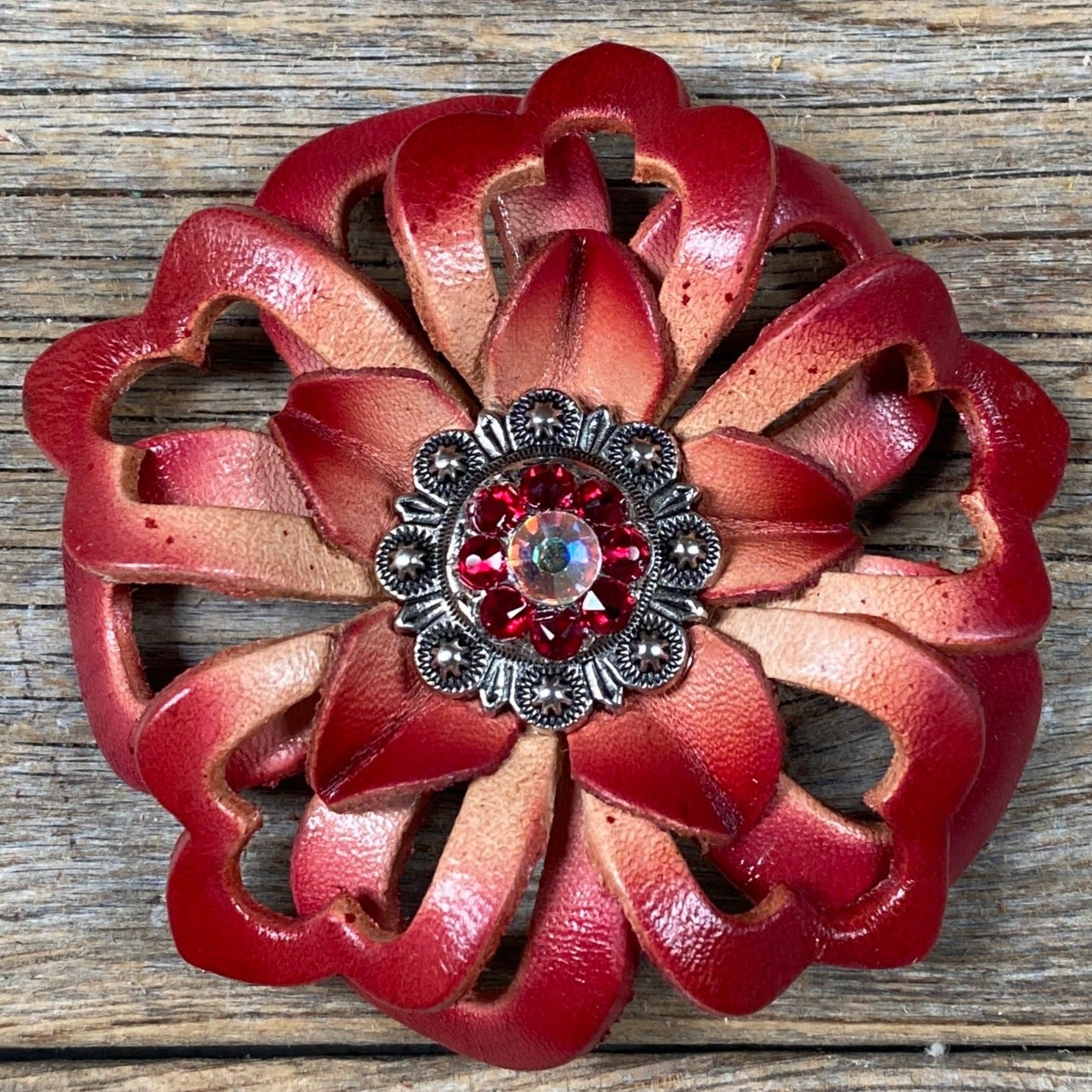 Red Lotus Flower With Antique Silver Ruby, AB 1