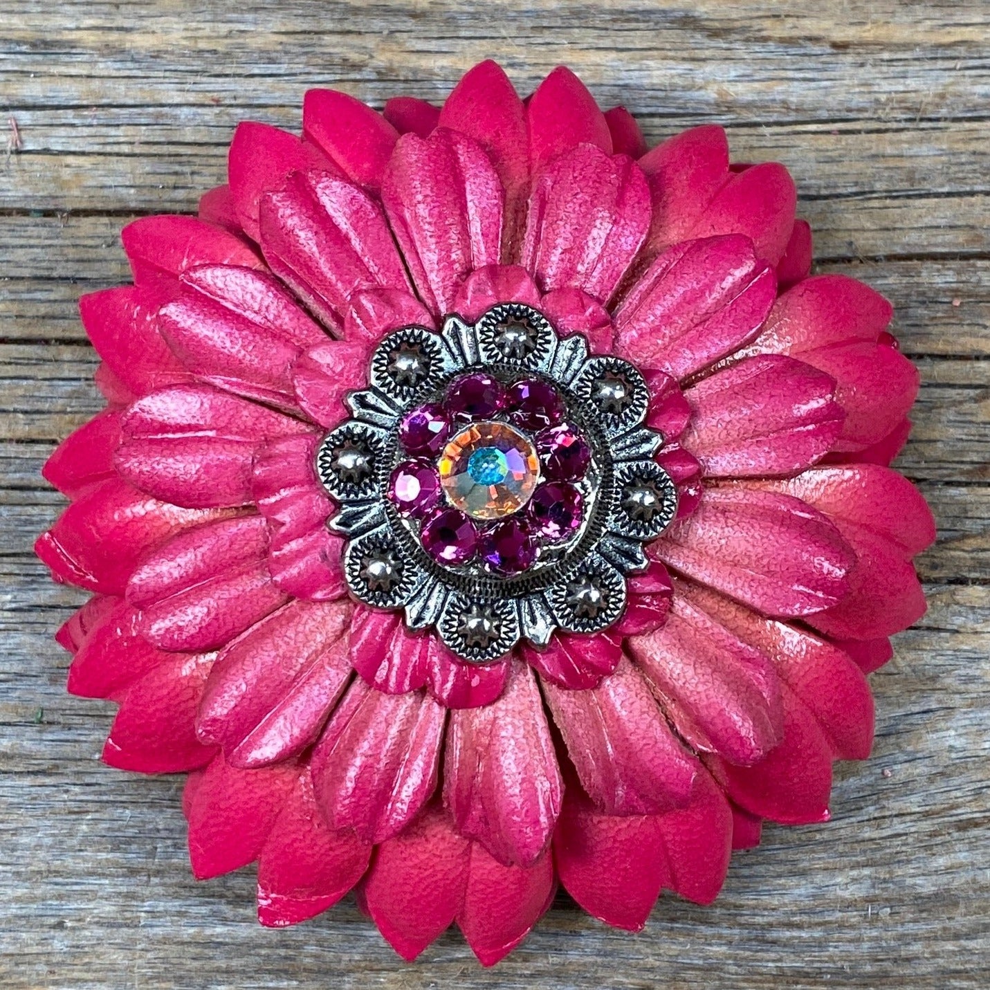 Pink Daisy Leather Flowers - 1