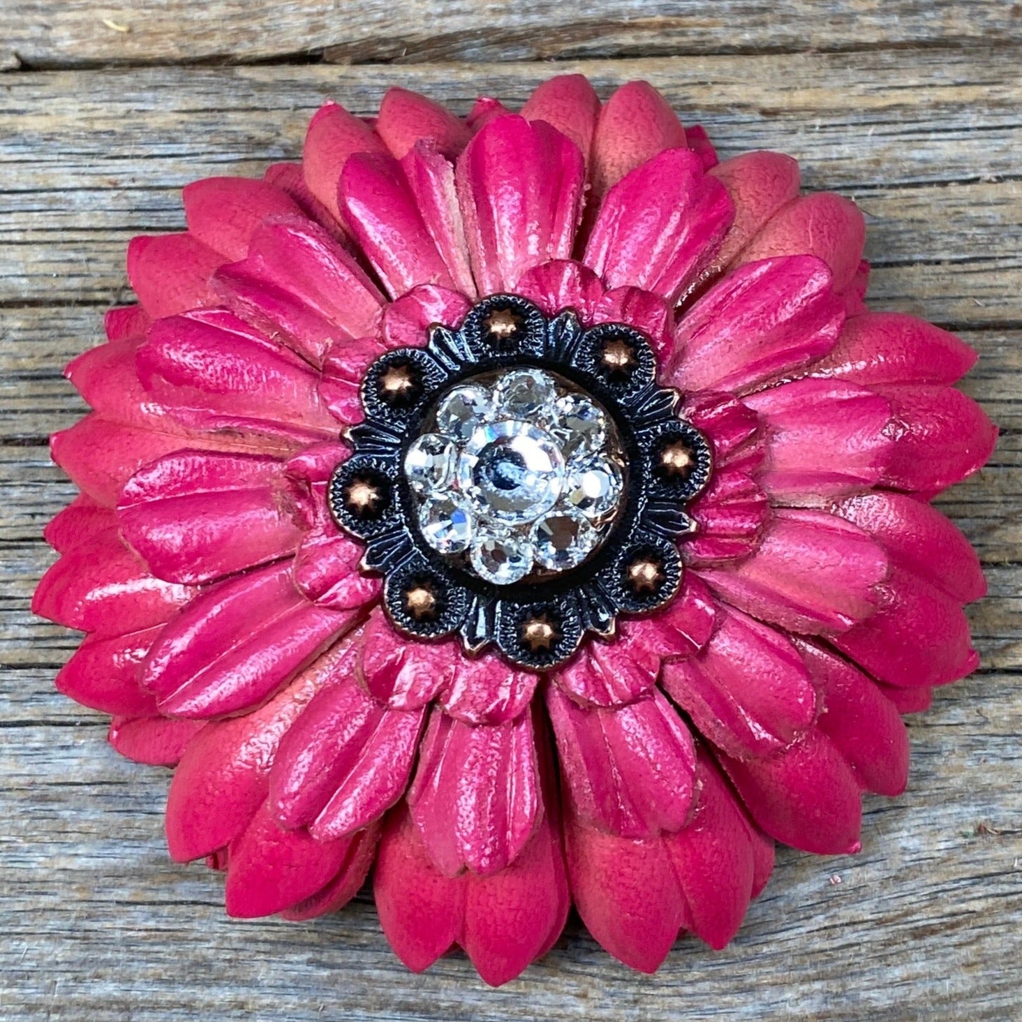 Pink Daisy Leather Flowers - 1
