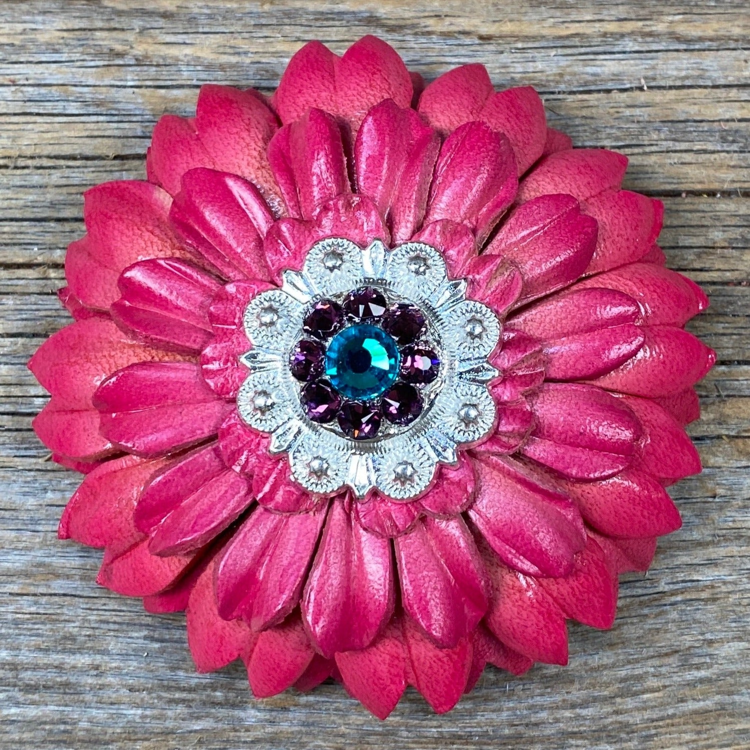 Pink Daisy Leather Flowers - 1