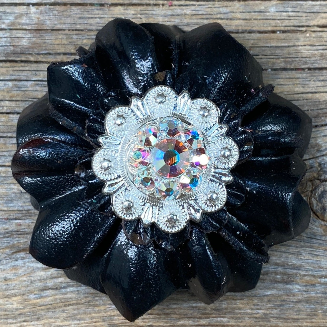 Black Carnations Leather Flowers - 1