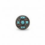 Antique Silver Turquoise and Feather Western Concho W251