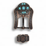 Antique Silver Turquoise and Feather Western Concho W251